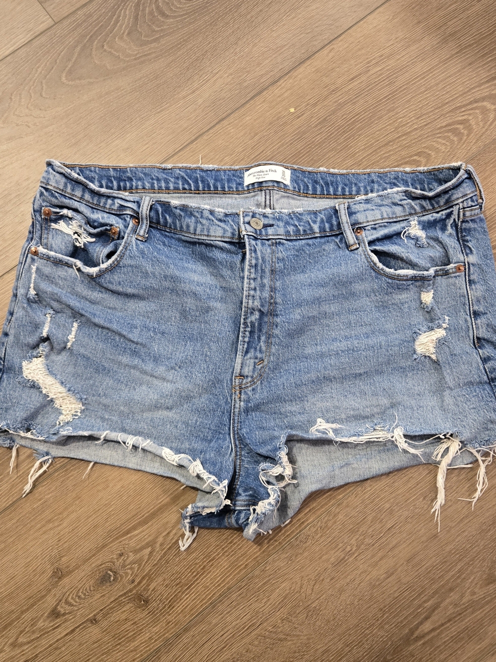 Abercrombie & Fitch Light Blue Distressed Denim Shorts